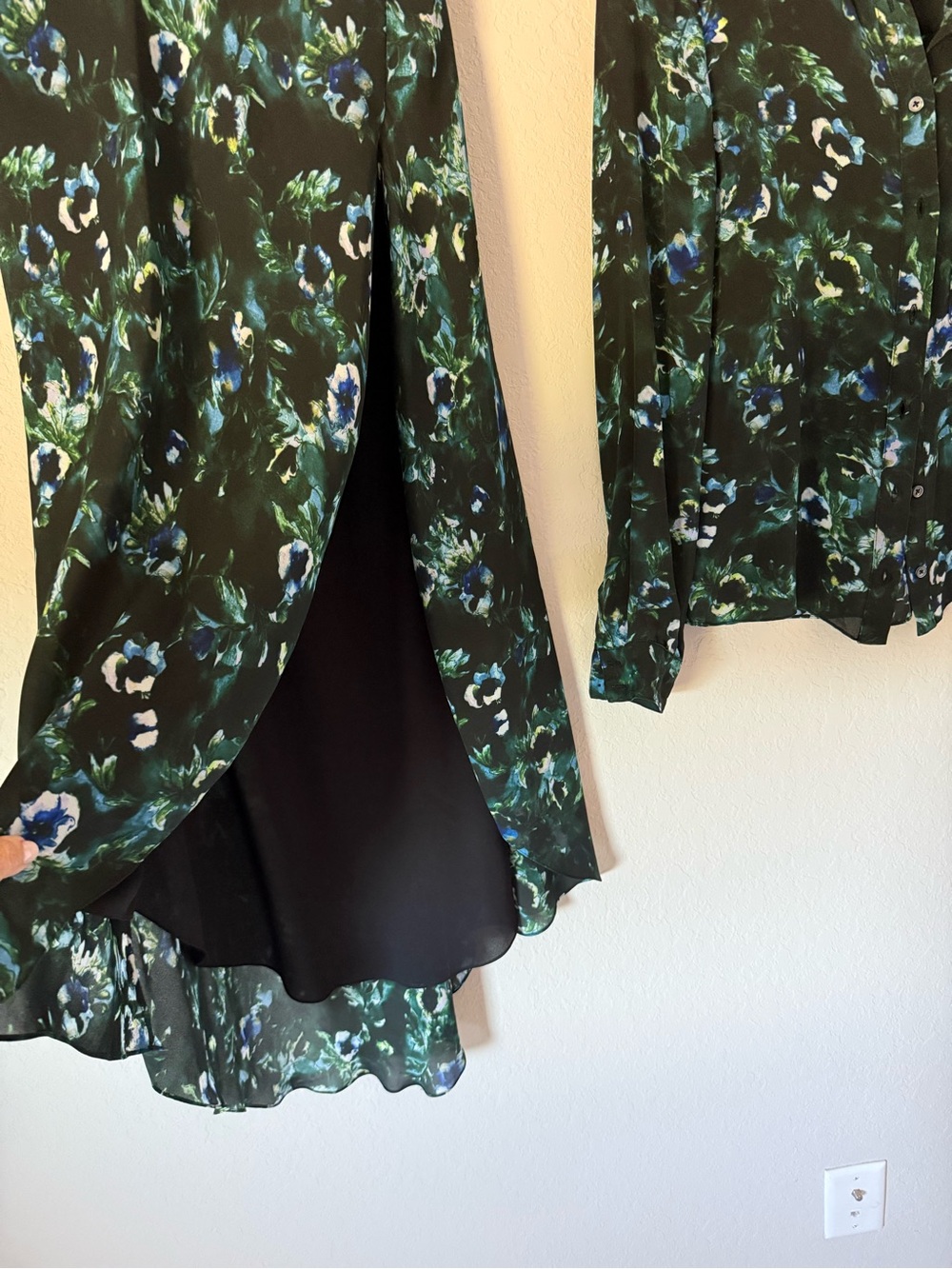Haute Hippie Black and Green Floral High-Low Skirt with matching top - Picture 6 of 11